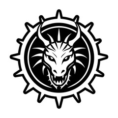 Set of Glyph Style Wild Dragon Icons 

