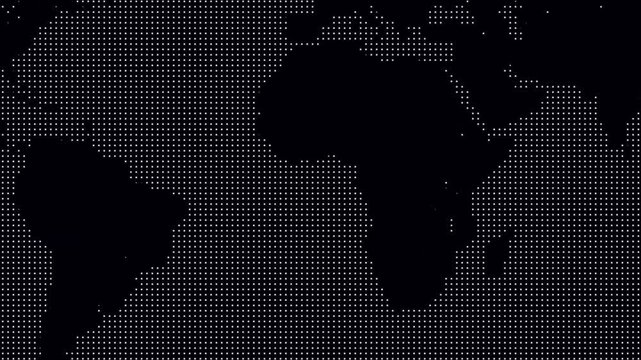 world map on black background