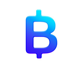 Shiny gradient Thai Baht currency symbol, representing money, and finance. 3d illustration