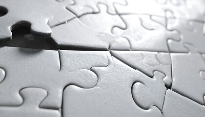 Close-up of white puzzle pieces, symbolizing teamwork and problem-solving