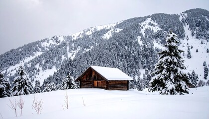 Winter Cabin Retreat - A Snowy Mountain Getaway in the Wilderness.