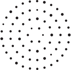 Black Circular Pattern with Small Dots on Transparent Background