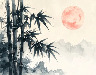 Traditional Japanese Ink Painting of Bamboo
Title