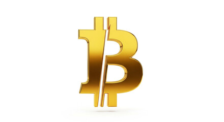 Fototapeta premium Golden bitcoin symbol isolated on white background, representing digital currency and the future of finance in a minimalist design