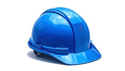 Fototapeta premium Blue Hard Hat Isolated on White Background for Construction and Safety