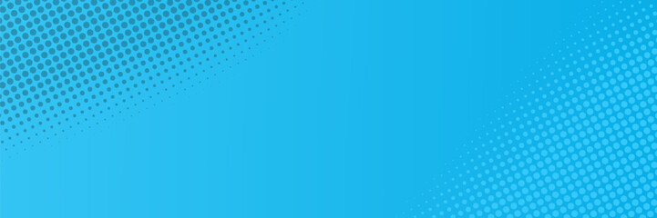 Halftone dots on blue background. Comic pop art style blank layout. Template design for comic book, presentation, sale or web banner. Vector illustration