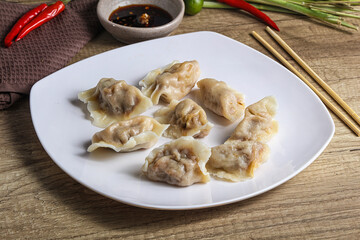 Asian steamed dumplings with meat