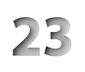 Sleek White Number 23 Twenty Three With Subtle Shadow Embossed Into Grey Background 3D Illustration