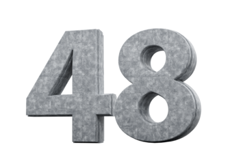 Concrete Number Forty Eight 48 Digit Made Of Grey Concrete Stone White 3d Illustration