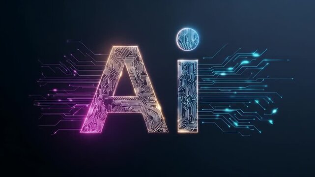 Abstract ai technology visualization with circuitry and digital elements