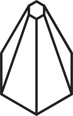 Abstract Geometric Black Shape on Transparent Background