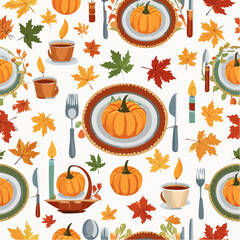 Warm Holiday Table Decor Seamless Vector Design