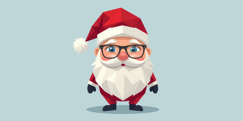 Low poly Santa glasses red suit white beard Christmas cute cartoon cheerful holiday