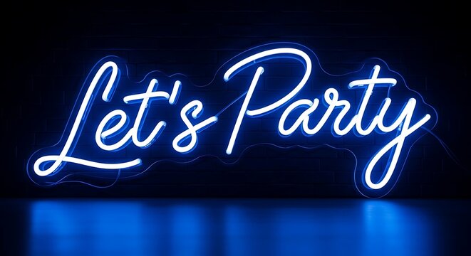 Blue let's party neon sign