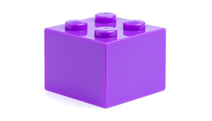 Naklejka premium A close-up shot of a single, solid purple building block with four round studs on top, isolated against a clean white background