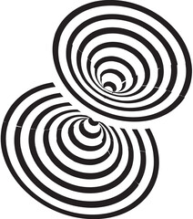 Abstract Black and White Concentric Circles Illustration with Transparent Background