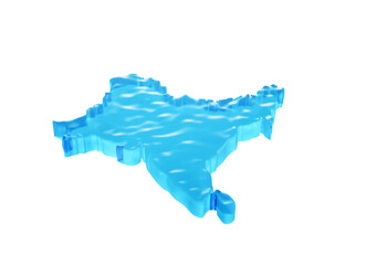 Obraz premium Water Ice Map Of Subcontinent Global Warming Melting Glacier In Deep Ocean Blue Water 3d Illustration