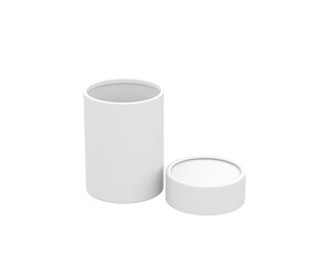 White paper tube packaging with separate lid. Eco friendly sustainable mock up.