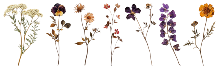 PNG Vintage botanical floral illustration, element set on transparent background