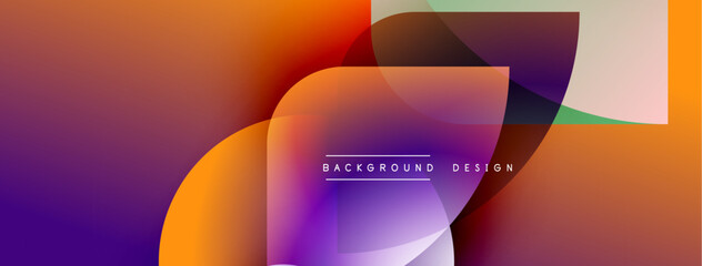 Abstract gradients overlap, creating dynamic visual flow. Purple, orange, red hues dominate composition. Text reads background design.