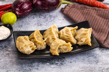Steamed Nepali Momo stuffed dumplings