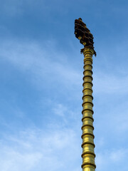 The towering Kodi Maram (flagstaff) stands before Gangaikonda Cholapuram temple in Tamil Nadu, built by Rajendra Chola I in the 11th century.