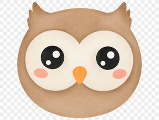 Cute watercolor owl face cartoon spooky Halloween illustration Vector.
