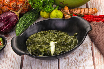 Indian cuisine - Palak paneer cheese with spinach