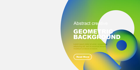 Abstract geometric design. Vibrant colors blend, creating modern background. Text promotes further reading. Simple, clean aesthetic.