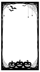 Vector Halloween Pumpkin Spider Bat Portrait Frame Illustration