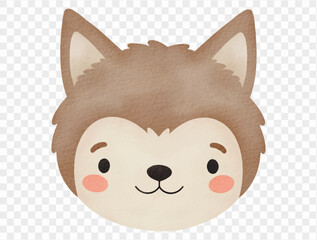 Watercolor werewolf face cute spooky Halloween monster illustration Vector.