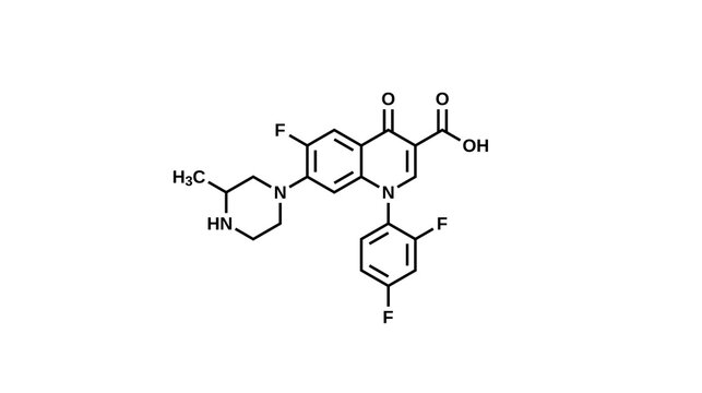 Detailed molecular structure diagram with chemical bonds and atoms on a white background - Powered by Adobe
