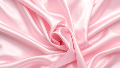 Close-up of pink satin fabric with elegant folds and flowing curves