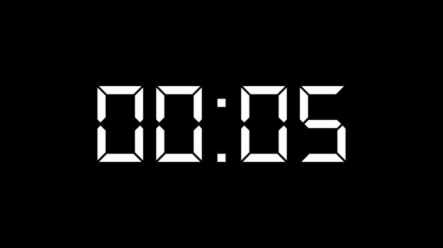 10 second timer countdown animation, countdown timer animation from 10s to 0s countdown timer animation on transparent on black background.4k animation