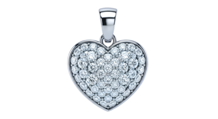 Heart-Shaped Silver Pendant Encrusted with Sparkling Diamonds Elegant Jewelry Piece for Women