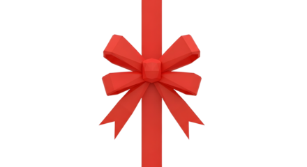 Red Ribbon with Bow on White Background for Gift or Celebration