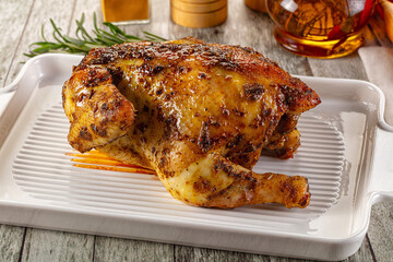 Baked in oven whole chicken with spices