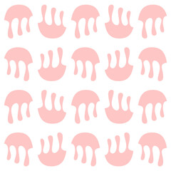 Obraz premium A minimalist seamless pattern of sweet pastel pink liquid drops. Melting pink liquid drops.