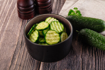 Fresh green ripe cucumber slices