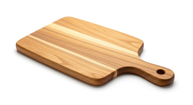 Wooden cutting board isolated on white background is a versatile kitchen tool for chopping, slicing, and serving food with style and elegance