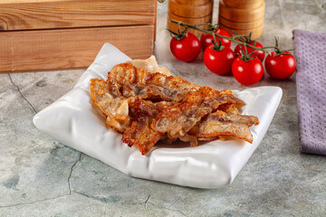 Fried crispy pork bacon snack