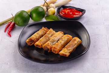 Stuffed Vietnamese Nem roll with meat