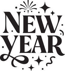 Obraz premium New Year Typography icon, stylish font icons, modern text symbols, decorative fireworks confetti vector, new year text collection, elegant minimal text icons, isolated typography icon