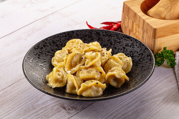 Tasty Russian dumplings with meat