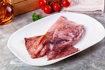 Raw fresh calamari for cooking