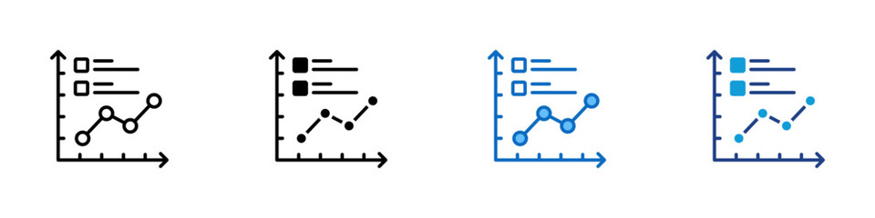 Trend Report Multiple Style Icon Design Vector - Graph with checklist and upward arrow representing trend analysis, growth, and performance tracking