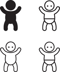 Baby stand up icon set, standing baby icons, infant posture symbols, child growth vector design, stand up icon collection, modern baby stand up icons, isolated baby stand up icon set