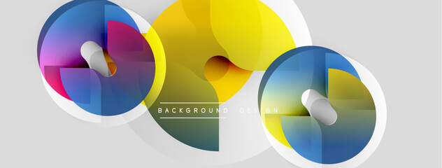 Fototapeta premium Abstract colorful circles overlap, creating dynamic visual effect. Modern design elements suggest innovation, energy, creativity.