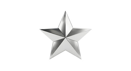 Obraz premium Silver Metal Star Sculpture on White Background Modern Decorative Object
