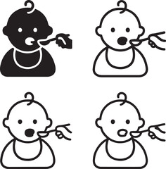 Baby eat icon set, feeding baby icons, infant meal symbols, nutrition vector design, baby eat icon collection, modern baby eat icons, isolated baby eat icon set